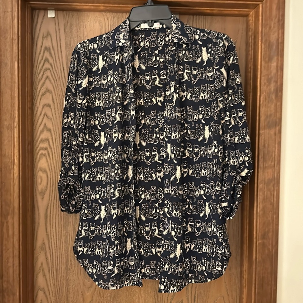 Adorable cat button down